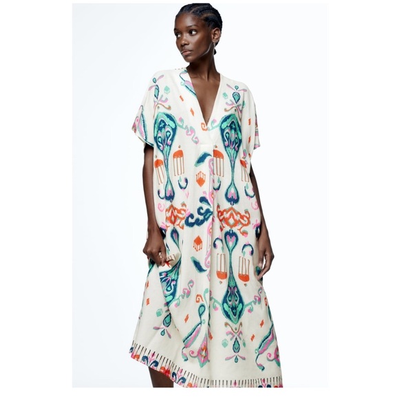 Zara Dresses & Skirts - NWT Zara Printed Linen Blend Tunic Dress